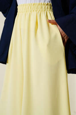 Beli Lastik Detaylı Salaş Pantolon Sarı - Thumbnail