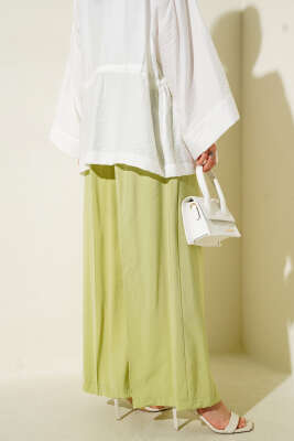 Düğmeli Salaş Pantolon Elma Yeşili - Thumbnail