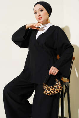 Salaş Kimono İkili Takım Siyah - Thumbnail