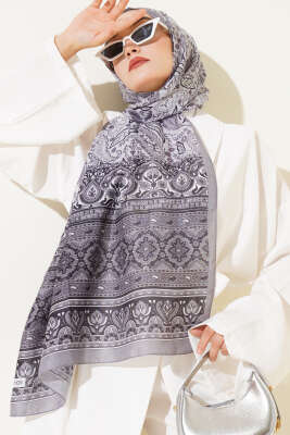 Pazarium - Paisley Rüyası Serisi Şal Gri