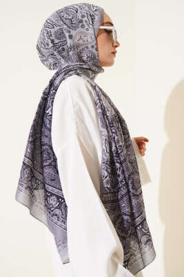Paisley Rüyası Serisi Şal Gri - Thumbnail