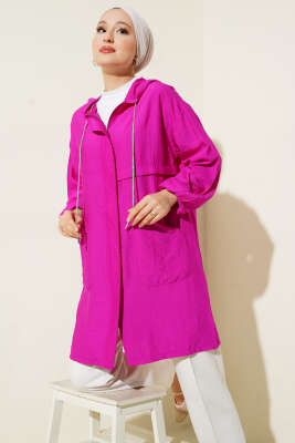 Pazarium - Kapüşonlu Önü Cepli Kap Menekşe