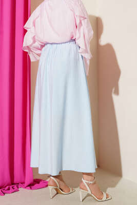 Yandan Cep Detaylı Kloş Etek Bebe Mavi - Thumbnail