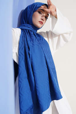 Pazarium - Dalga Desen İpeksi Jakar Şal Parlement