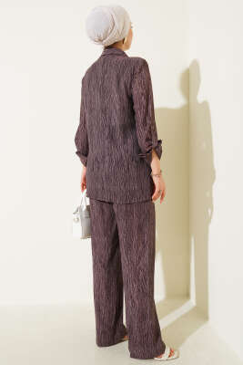 Önü Bağlamalı Kruvaze İkili Takım Gül Kurusu - Thumbnail