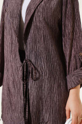 Önü Bağlamalı Kruvaze İkili Takım Gül Kurusu - Thumbnail