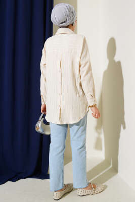 Ağaç Kabuğu Basic Gömlek Taş - Thumbnail