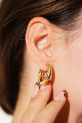 Büyük Halka Küpe Gold - Thumbnail