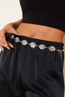 Çiçek Sembollü Zincir Kemer Gümüş - Thumbnail