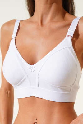 Pazarium - Toplayıcı Geniş Lastikli Penye Sütyen Beyaz