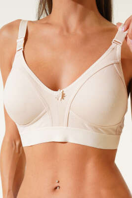 Pazarium - Toplayıcı Geniş Lastikli Penye Sütyen Ten