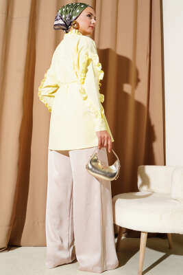 Hakim Yaka Fırfırlı Gömlek Sarı - Thumbnail