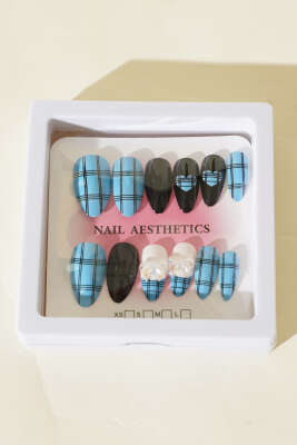 Pazarium - Fiyonk İnci Taşlı Takma Tırnak Asorti 5