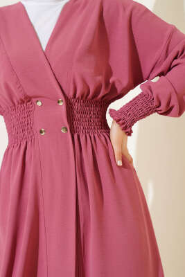 Kol Ve Bel Büzgülü Patlı Hırka Pudra - Thumbnail