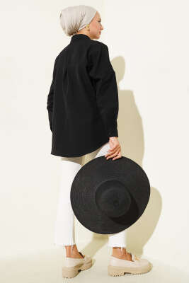 Basic Düz Gömlek Siyah - Thumbnail