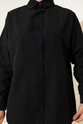 Basic Düz Gömlek Siyah - Thumbnail