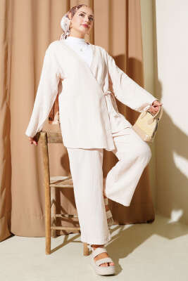 Pazarium - Önü Bağlamalı Müslin İkili Takım Taş