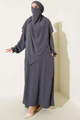 Pazarium - Peçeli Geniş Ferace Antrasit