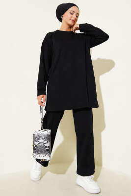 Pazarium - Basic Cepli İkili Takım Siyah