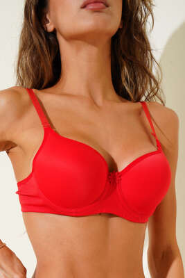 Pazarium - Balenli Düz Sütyen Kırmızı
