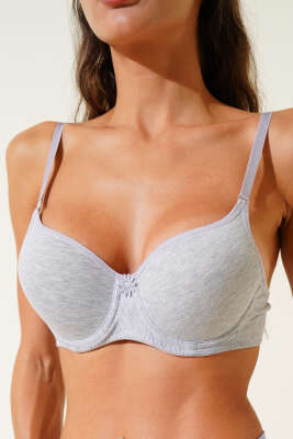 Pazarium - Balenli Düz Sütyen Gri