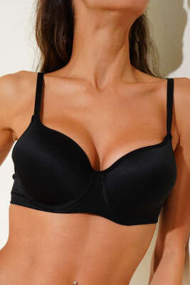 Pazarium - Balenli Düz Sütyen Siyah
