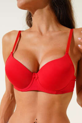 Pazarium - Silikonlu Destekli Micro Sütyen Kırmızı