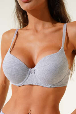 Pazarium - Silikonlu Destekli Micro Sütyen Gri