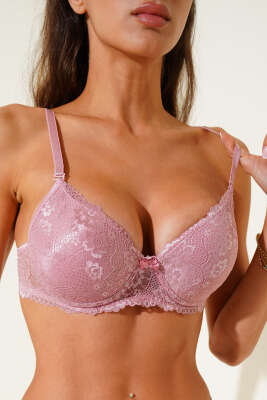 Pazarium - Dantelli Destekli Sütyen Gül Kurusu