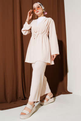 Pazarium - Bel Tünelli Ayrobin İkili Takım Bej