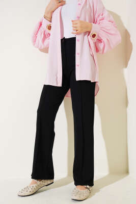 Pazarium - Çımalı Palazzo Pantolon Siyah