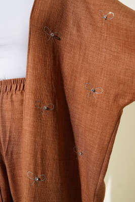 Taş Fiyonklu Kimono İkili Takım Taba - Thumbnail