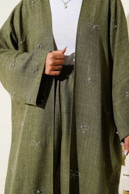 Taş Fiyonklu Kimono İkili Takım Haki - Thumbnail