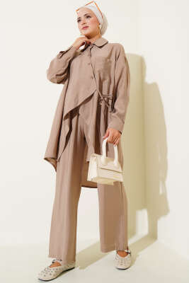 Pazarium - Asimetrik Kesim İp Bağlamalı İkili Takım Vizon