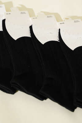 Bayan 4'lü File Detaylı Patik Çorap Siyah - Thumbnail