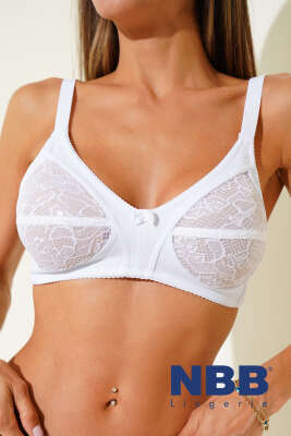 Pazarium - NBB Dantelli Elastan Mikrofiber Sütyen Beyaz