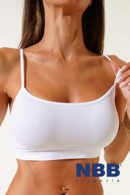 Pazarium - NBB Dikişsiz İnce Askılı Büstiyer Beyaz