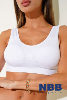 Pazarium - NBB Cup'lı Toparlayıcı Sporcu Sütyen Beyaz