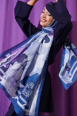 Pazarium - Shelia Desen Lina Şal Mavi