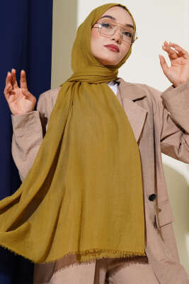 Pazarium - Aya Serisi İnce Pamuk Şal Kına Yeşili -131