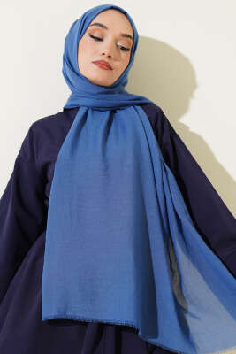 Pazarium - Aya Serisi İnce Pamuk Şal İndigo -160