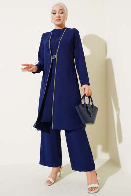 Pazarium - Taş Sıra Detaylı İkili Takım Lacivert
