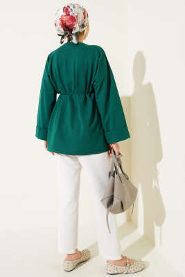 Duble Kol İp Bağcıklı Tunik Zümrüt - Thumbnail