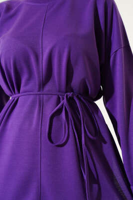 Duble Kol İp Bağcıklı Tunik Lila - Thumbnail