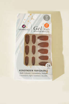 24'lü Kendinden Yapışkanlı Takma Tırnak Kahve - Thumbnail