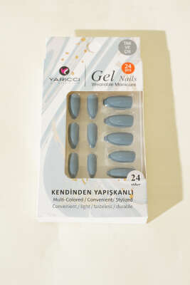 24'lü Kendinden Yapışkanlı Takma Tırnak Füme - Thumbnail