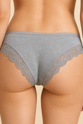 Kenarları Dantelli Külot Gri - Thumbnail