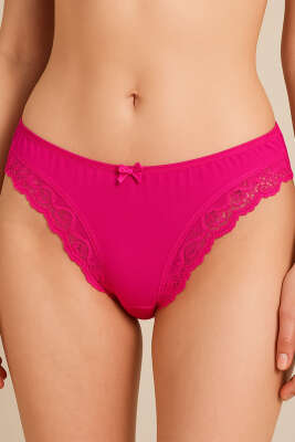Kenarları Dantelli Külot Fuşya - Thumbnail
