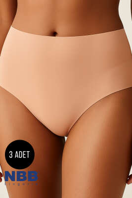 NBB 3'lü Lazer Kesim Yüksek Bel Külot Siyah Vizon Ten - Thumbnail