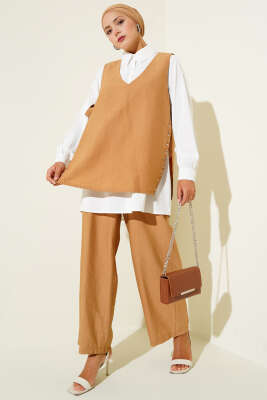 Pazarium - Yanları Bağlamalı Üçlü Takım Camel